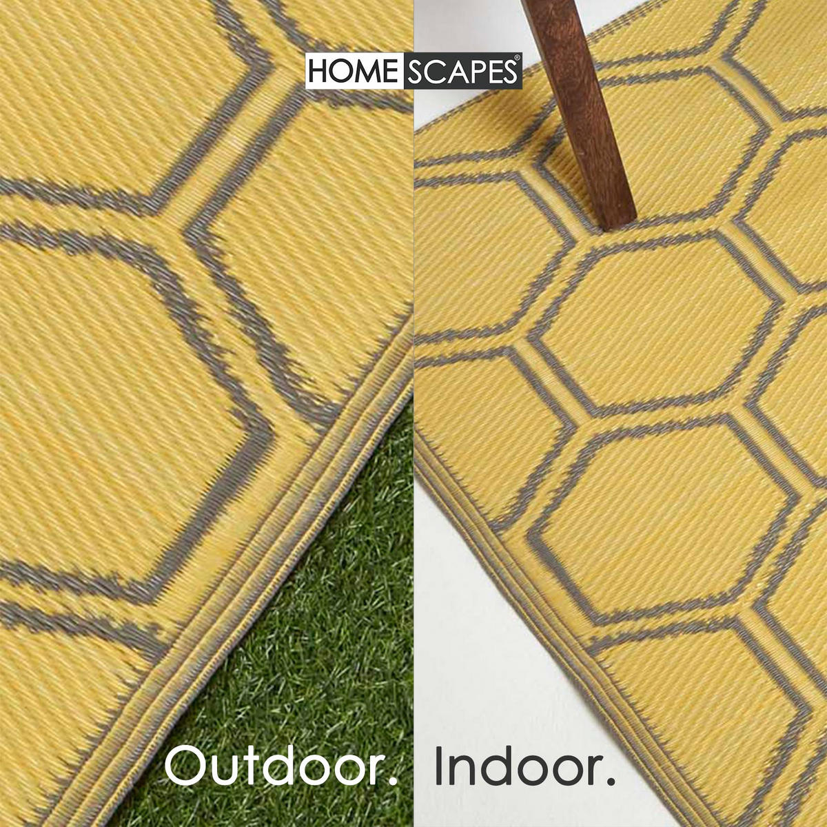 OUTDOORTEPPICH Wabenmuster 122/182 cm - Gelb, Kunststoff (122/182cm) - Homescapes