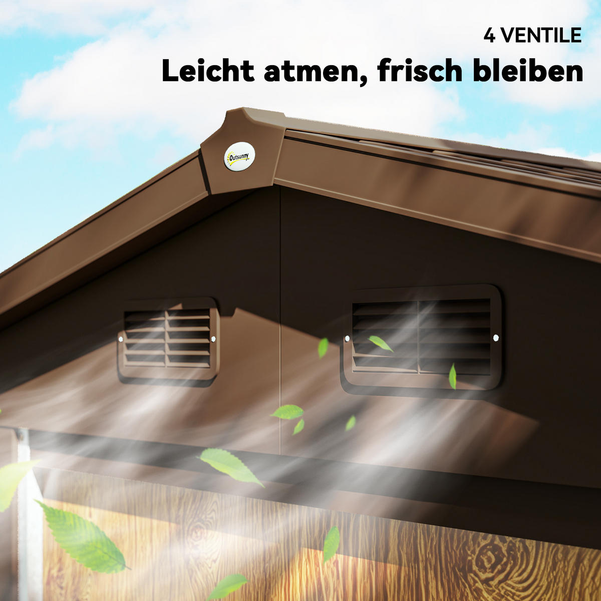 GARTENSCHUPPEN DE-08119 mit Doppelschiebetür & Fenster, Holzoptik Braun - Braun, Metall (152/208.7/235.7cm) - ComfortXL