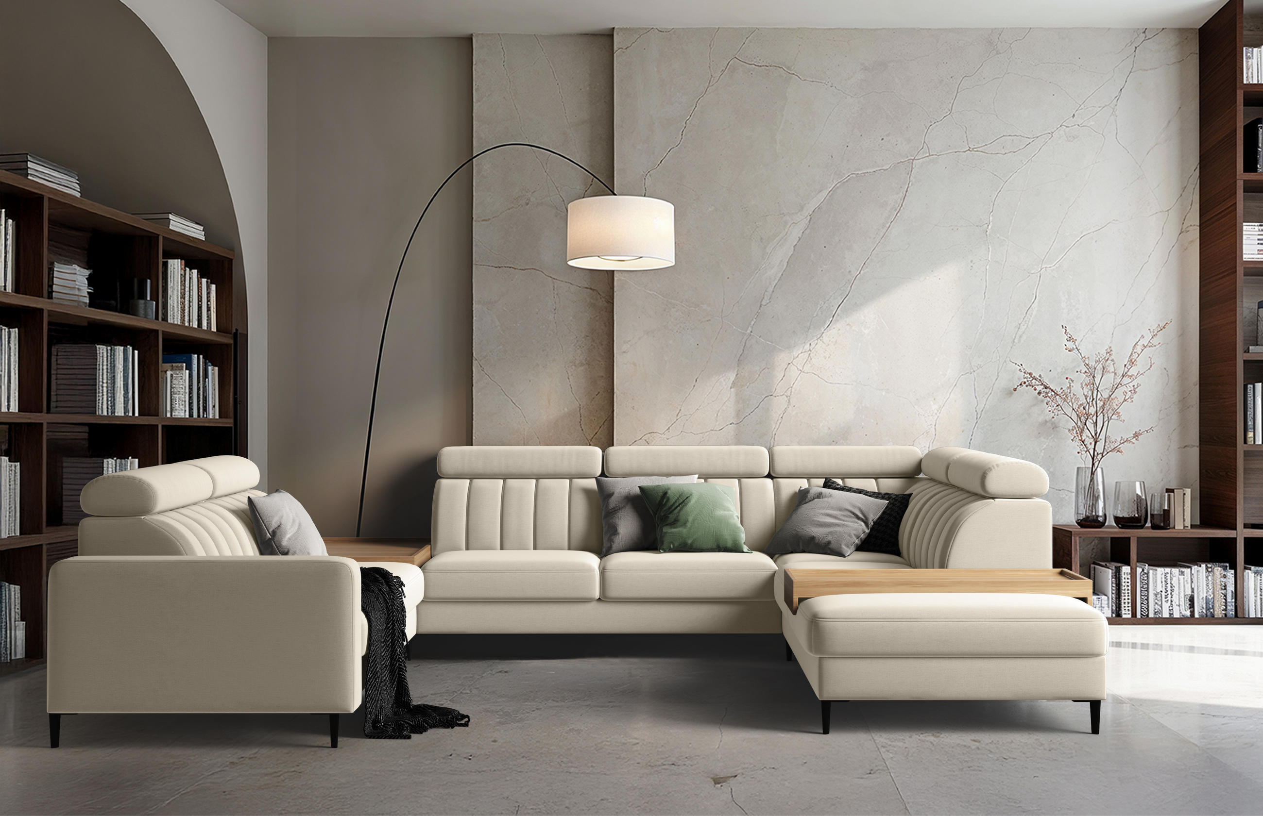 Thumbnail - Wohnlandschaft, Beige, Textil, 356x88x262 cm, Wohnzimmer, Sofas & Couches, Wohnlandschaften, Wohnlandschaften in U-Form