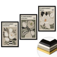 WANDBILDER 3er-Set - 40x60 cm Schwarzer Rahmen - Blumen Kingston Seoul Chicago Retro - Schwarz, Kunststoff (40/60cm) - ArtPrintCave