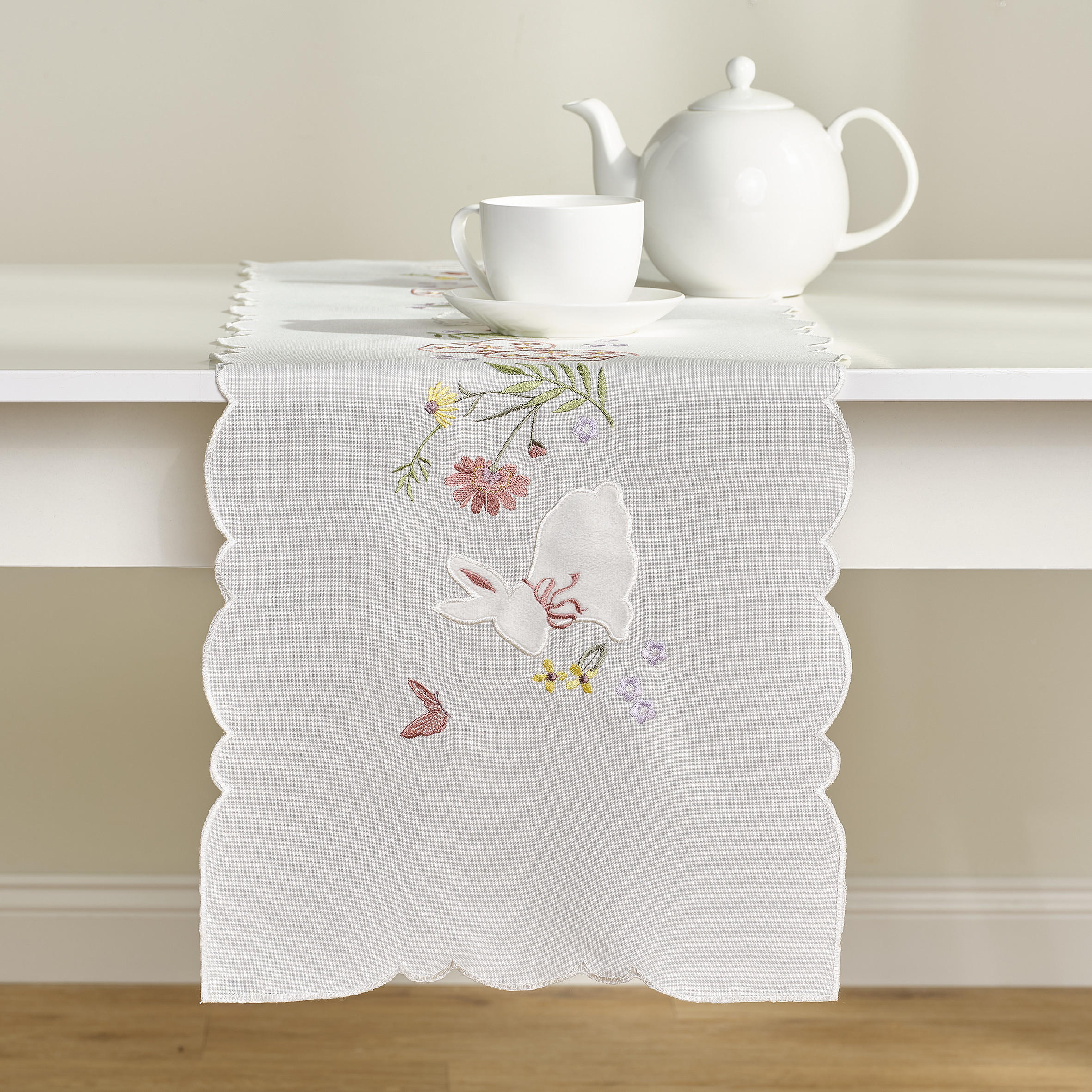 TISCHLÄUFER Lapique - Weiß, Textil (174/35/1cm) - home&you