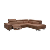 ECKSOFA Opera Echtleder mit 1 x Relaxfunktion Cognacbraun - Cognac, Leder/Metall (269/218cm)