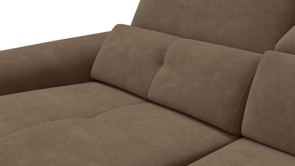 SOFA RELAX AVENA 3-Sitzer, brauner Veloursstoff - Schwarz/Braun, Holz/Textil (204/80/108cm) - Wozimo