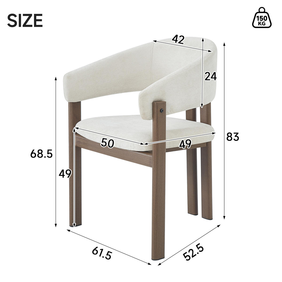 ESSZIMMERSTUHL 6er Set Leinen Walnuss Holzoptik Modern - Walnussfarben, Naturmaterialien (61.5/83/52.5cm) - FLIEKS
