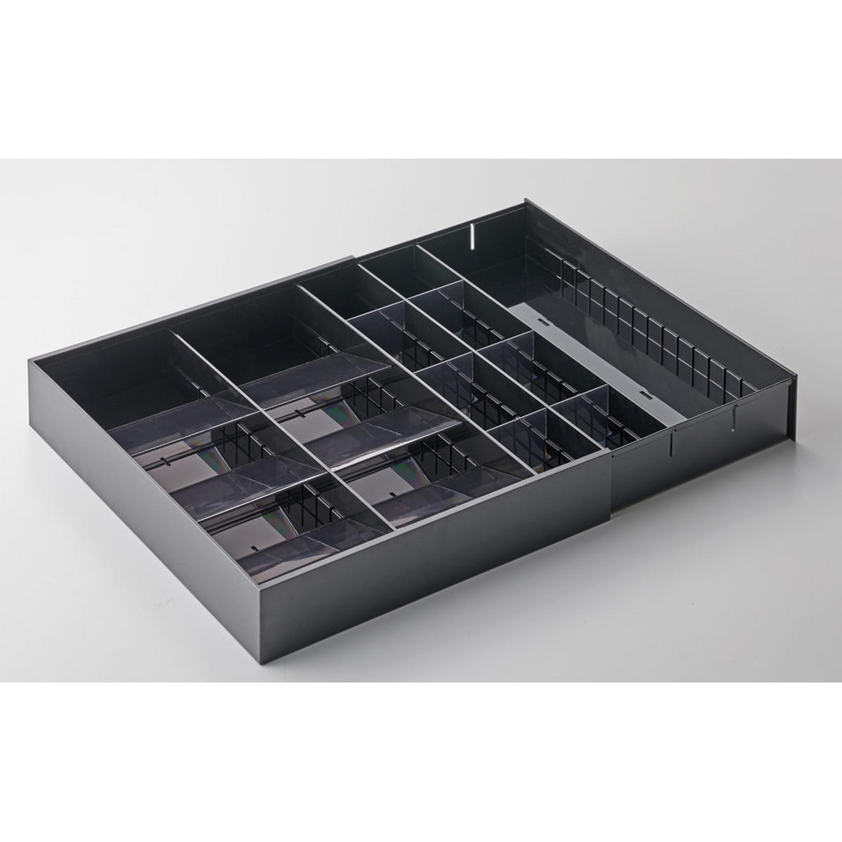 BESTECKORGANIZER 5416 Schwarz Kunststoff 30–47,5 x 35 x 5,5 cm - Schwarz, Kunststoff (47.5/5.5/35cm) - Yamazaki