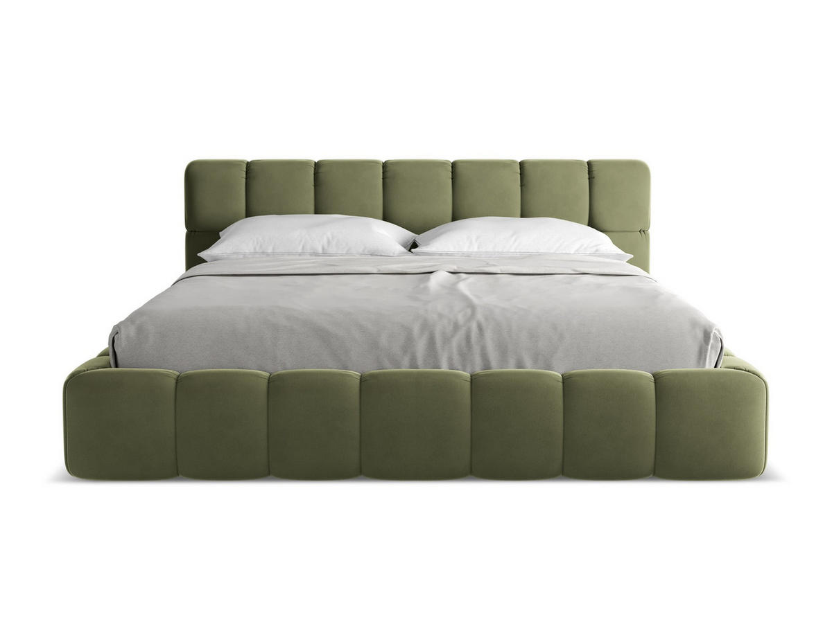 POLSTERBETT mit Bettkasten und Lattenrost 200x228 Grün - Schwarz/Olivgrün, Kunststoff/Textil (180/200cm) - Makamii