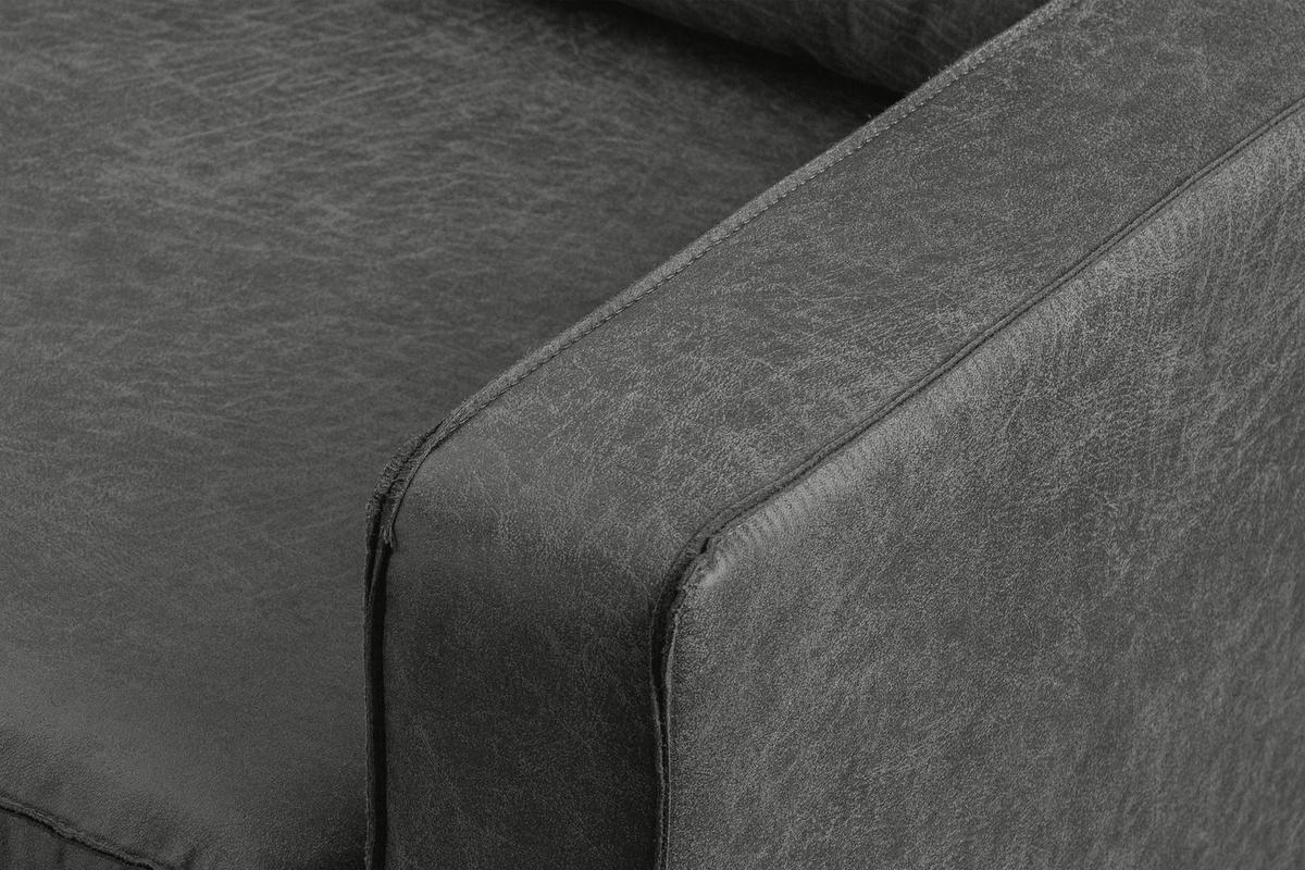 SESSEL INVIA mit Armlehnen auf hohen Metallbeinen vintage, Lederoptik-Stoff, Dunkelgrau - Dunkelgrau/Schwarz, Textil (98/87/98cm) - KONSIMO®