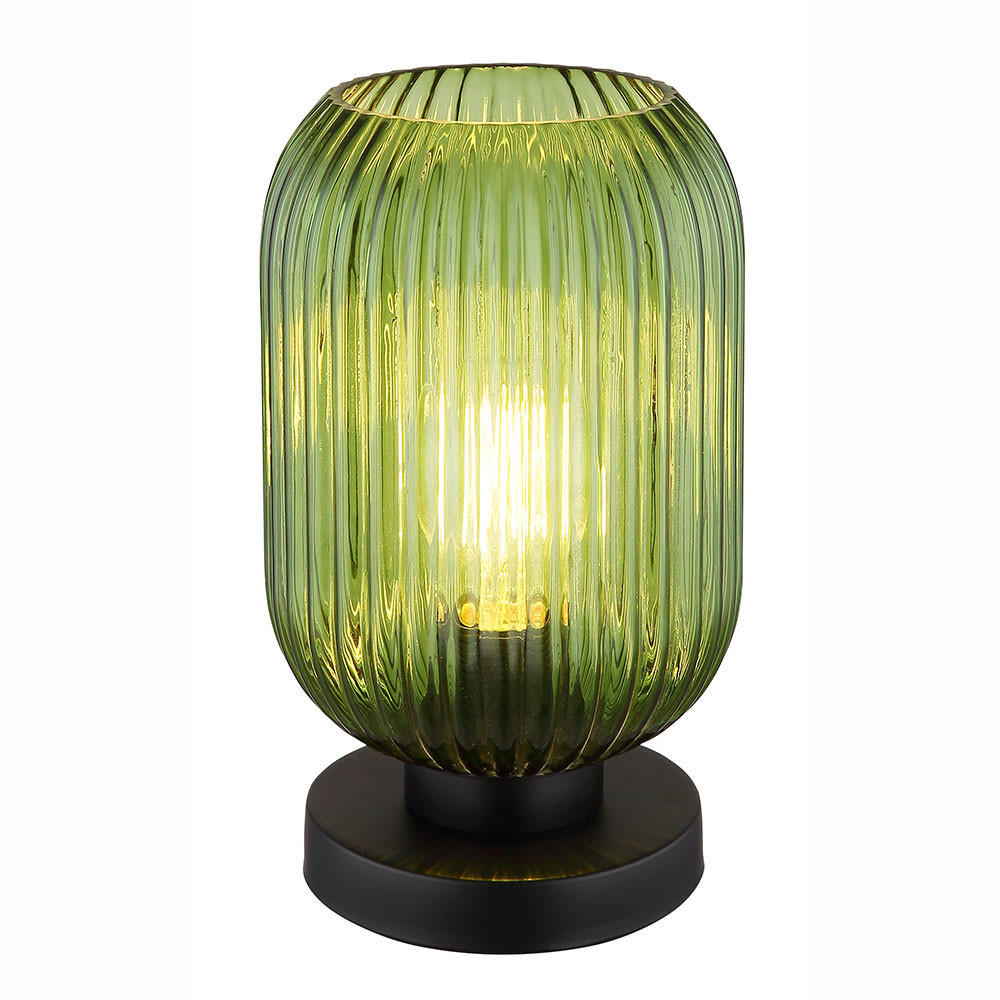 LED TISCHLEUCHTE Metall Schwarz Grün - Grün, Glas (14/14/24cm) - Globo Lighting