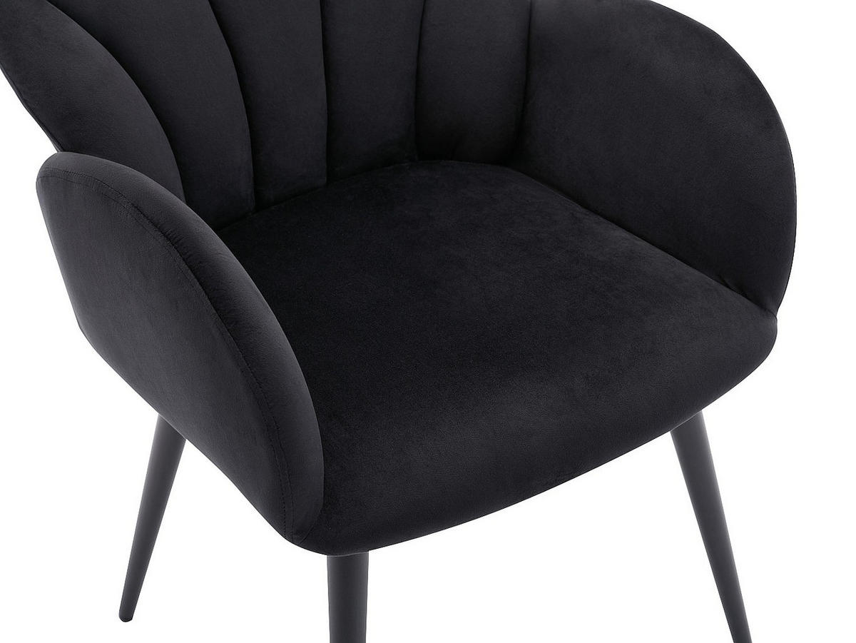 STUHL mit Armlehnen 6er-Set - Samt & Metall - Schwarz - LANSENA - Schwarz, Textil (65/81/56cm) - Pascal Morabito