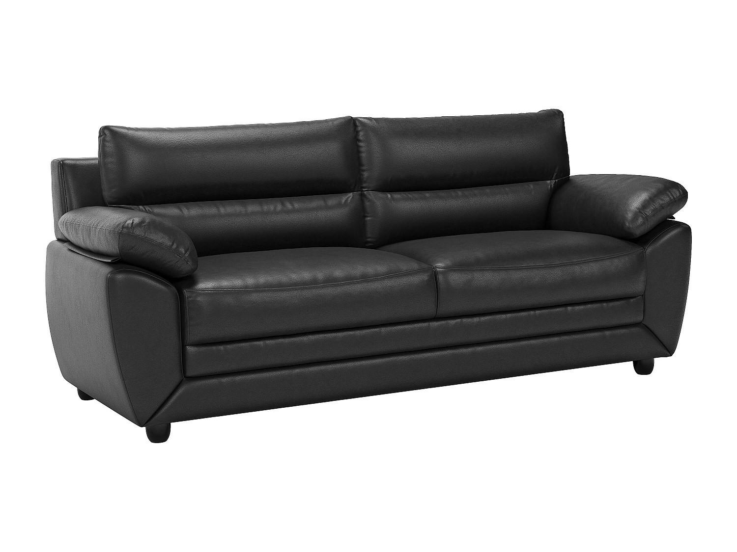 SOFA 3-Sitzer - Kunstleder - Schwarz - MANOA - Schwarz, Leder (82/88/201cm) - Vente-Unique