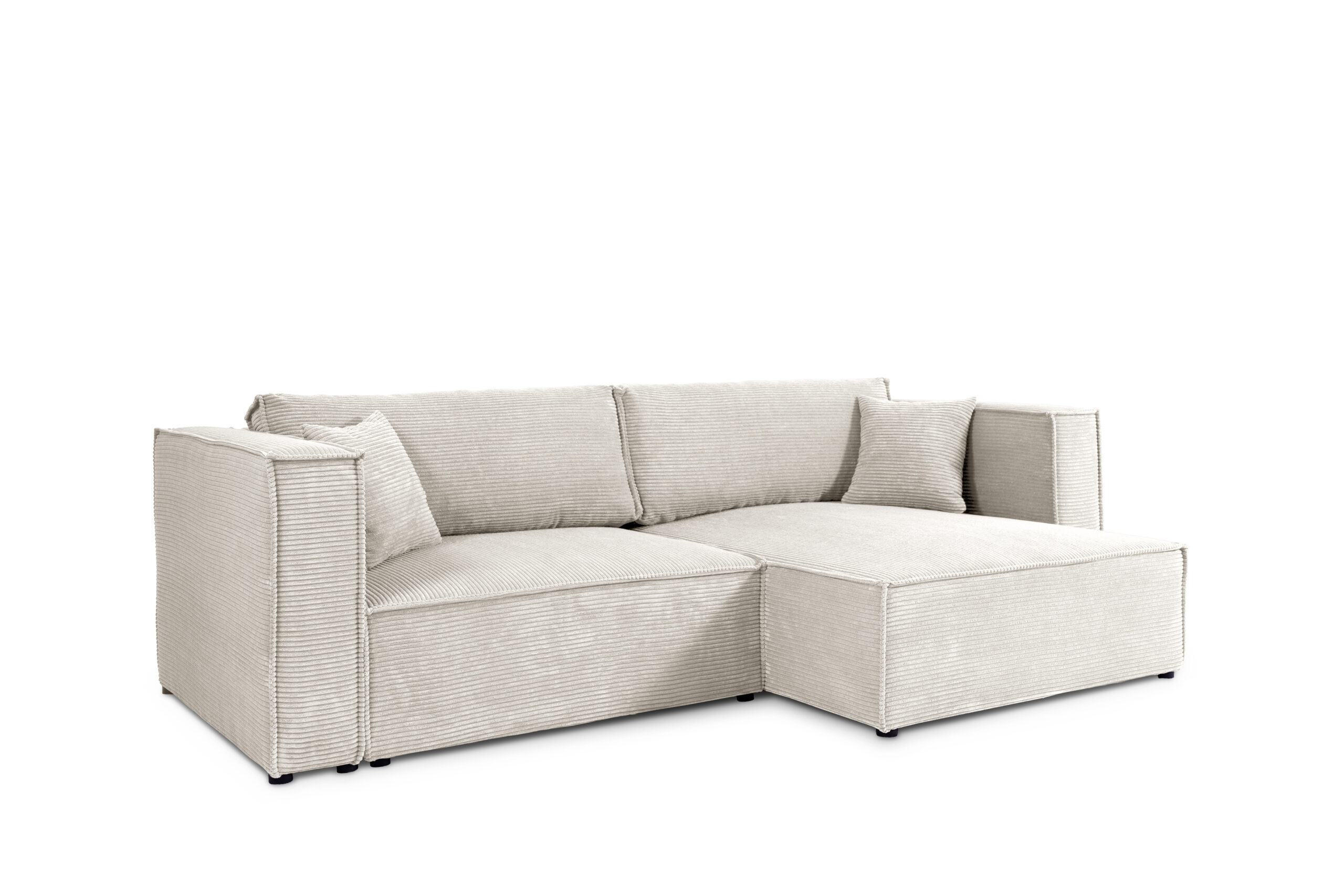 ECKSOFA mit Schlaffunktion Cord Beige - Beige, Textil (245/148cm) - Furnisell