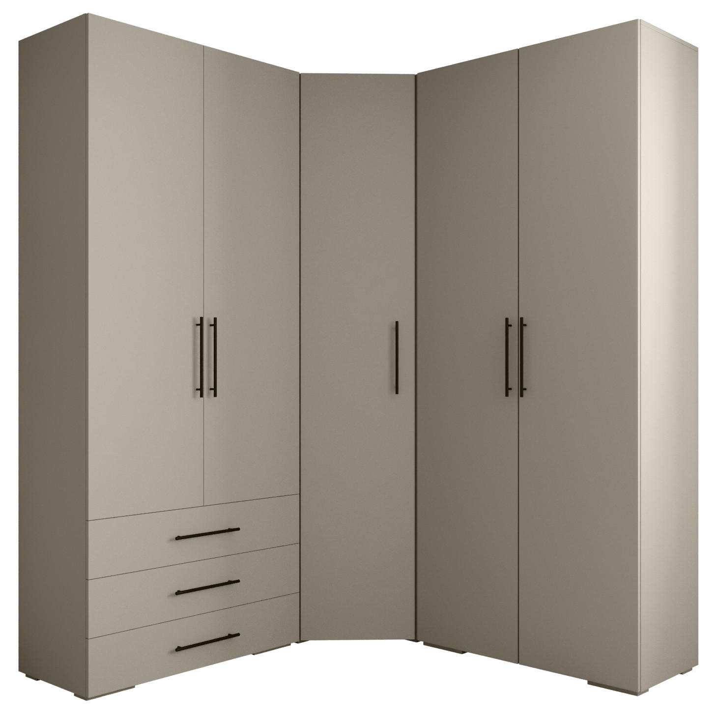 Abiks Möbel Garderoben-Set Kaschmir, Schwarz 181.7x236.7x47 cm