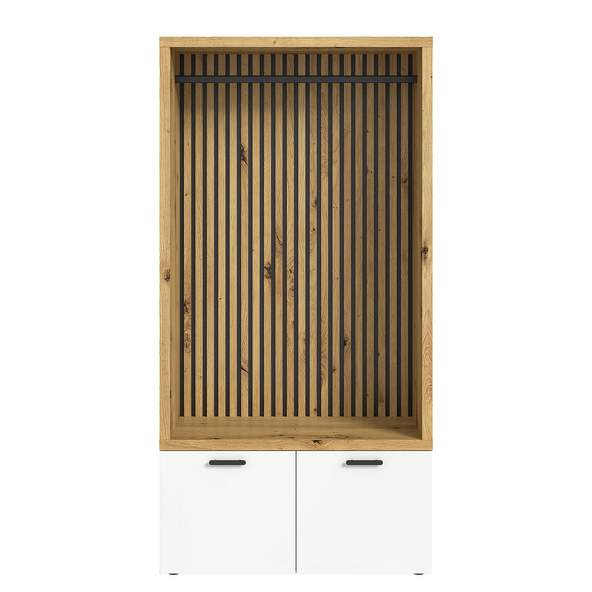 KOMPAKTGARDEROBE - Weiß / Eiche Artisan Dekor - Eichefarben/Weiß, Holzwerkstoff (106/200/47cm) - home24