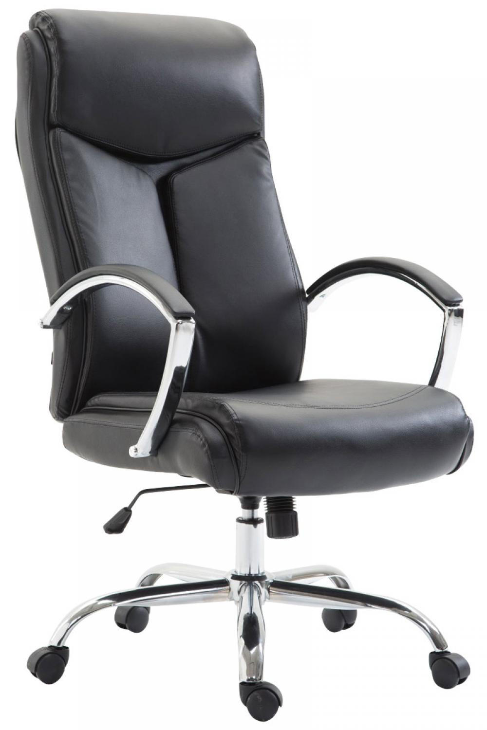 CHEFSESSEL Lederlook schwarz - Chromfarben/Schwarz, Textil/Metall (65/115/73cm) - CLP