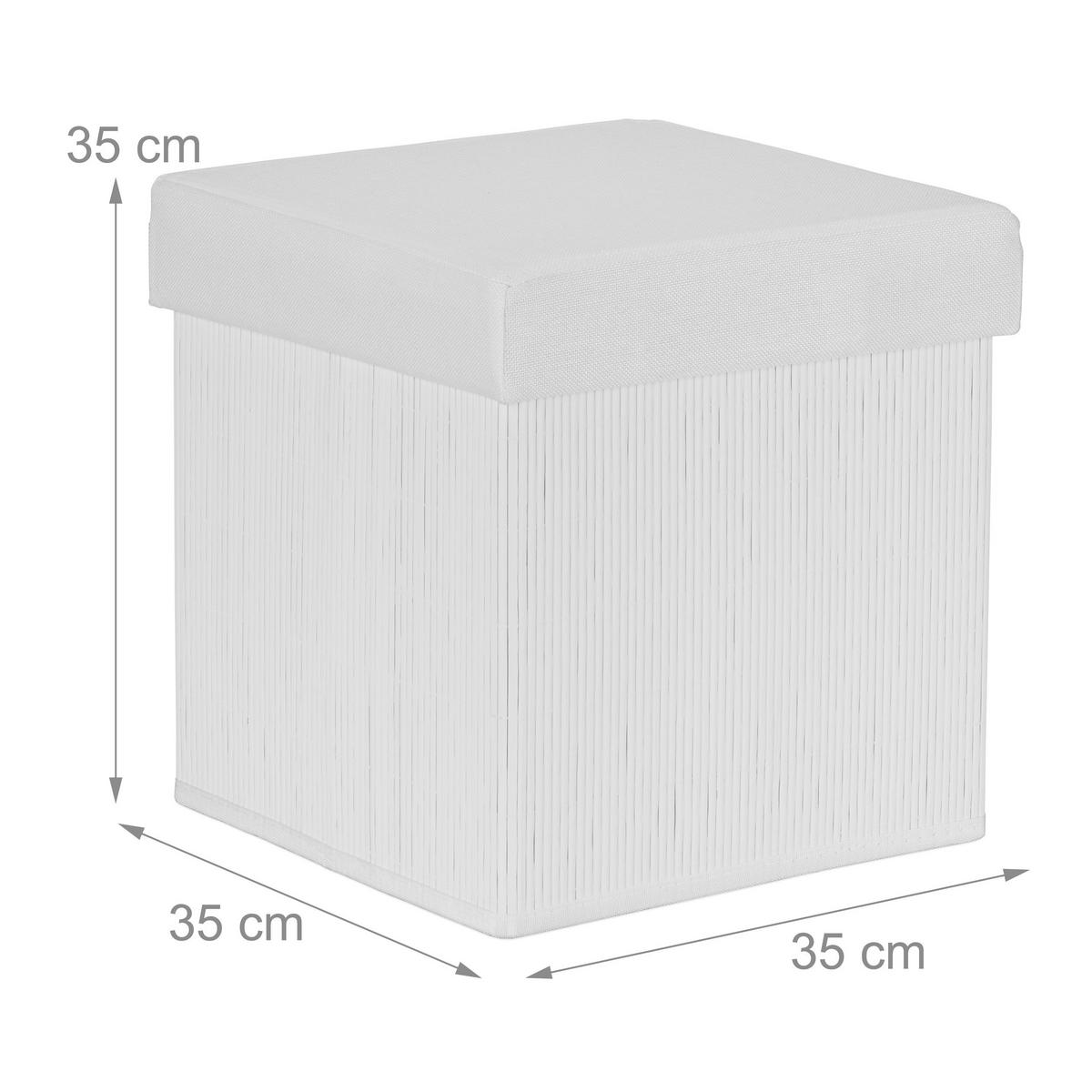 SITZHOCKER - Weiß, Holz/Holzwerkstoff (35/35/35cm) - Relaxdays