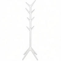 GARDEROBENSTÄNDER 43/43/180 cm weiß aus Massivholz mit 8 Haken - Weiß, Holz (43/180/43cm) - OKWISH