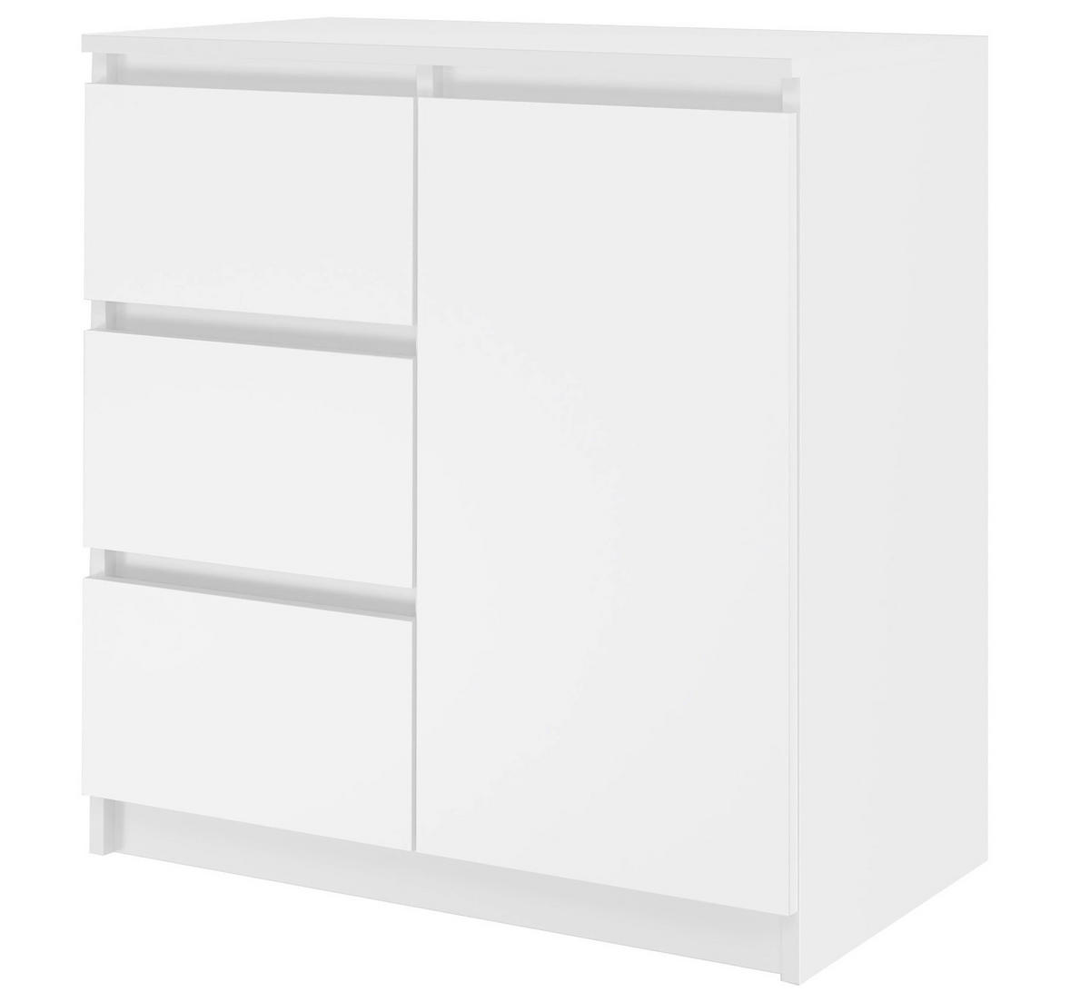 KOMMODE 1D3S SCHRANK 1 TÜR 3 SCHUBLADEN WEISS - Weiß, Holzwerkstoff (80/75/40cm) - CDF