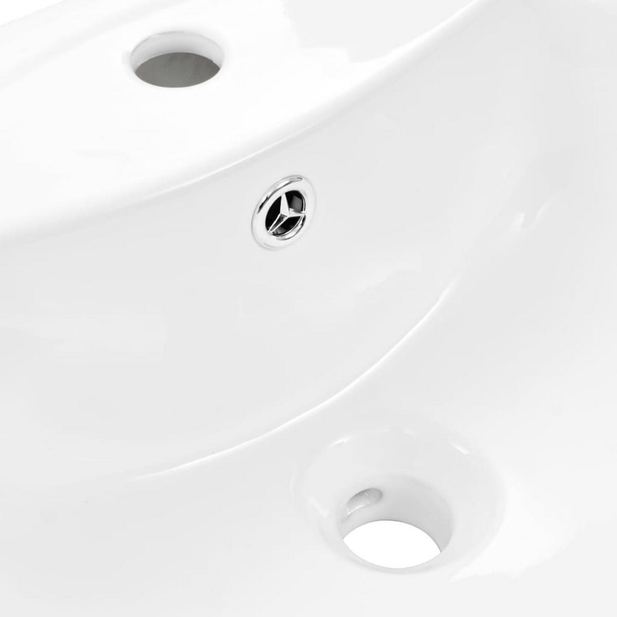 WASCHBECKEN Freistehendes Mit Säule Keramik Weiss 520/440/190 Mm - Weiß, Keramik (44/19/52cm) - vidaXL
