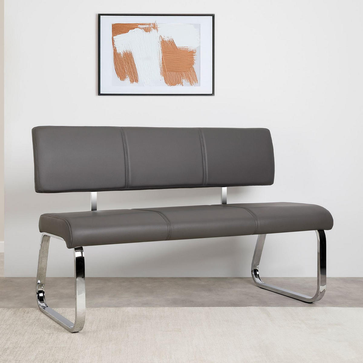 ESSZIMMERBANK VILAS grau - Grau, Textil/Metall (135/87/56cm) - IDIMEX