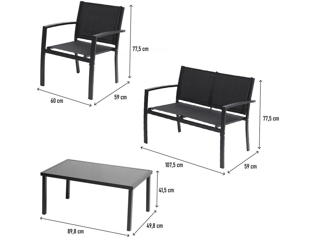 LOUNGEGARNITUR Lino 4-Sitzer Schwarz - Schwarz, Metall - Habitat Garten