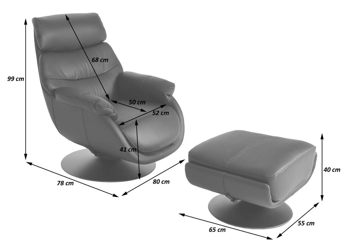 RELAXSESSEL MIT HOCKER Cremeweiß - Weiß, Textil (78/99/80cm) - MCW