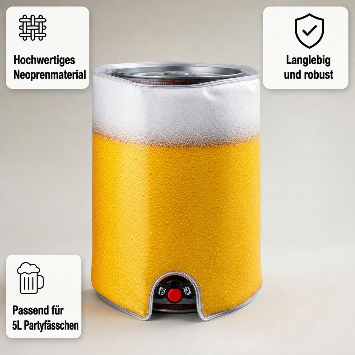 KÜHLMANSCHETTE für 5 Liter Fässer Bierfass - Transparent, Kunststoff (17/10/25cm) - ich-zapfe