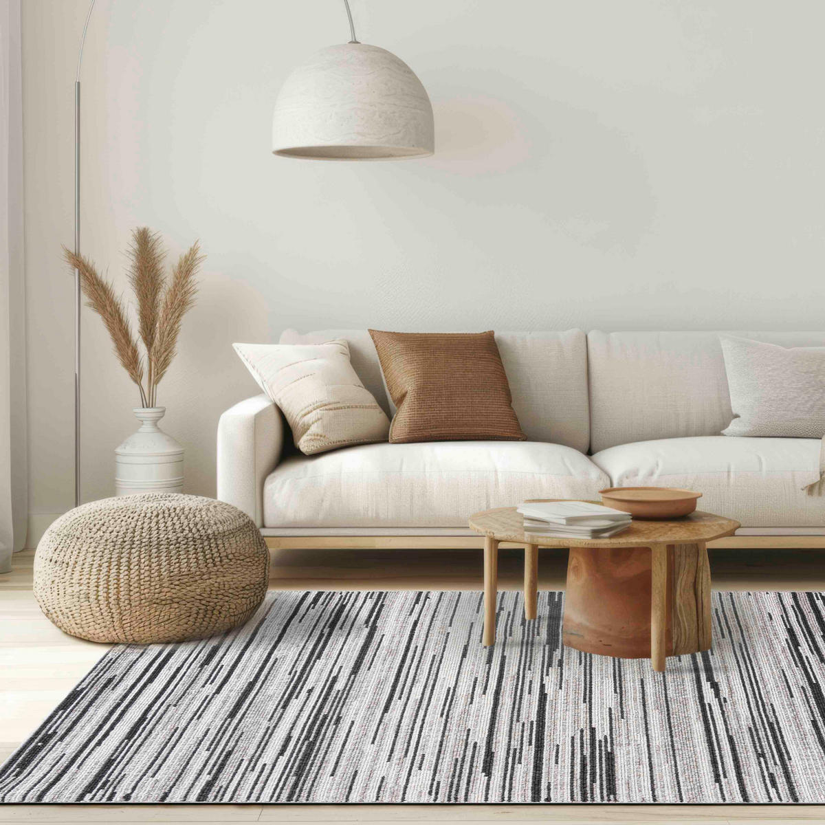 TEPPICH Lora PE08A Mazovia 80x150cm Anthrazit Grau Abstrakt Kurzflor - Anthrazit, Textil (80/150cm) - Mazovia