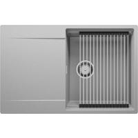 SPÜLBECKEN San Francisco, 2-er set Grau 78/50 cm 1 Becken + Ablauf-Set + Aufrollbare Abtropffläche ab 50er Unterschrank - Chromfarben/Grau, Kunststoff (78/20/50cm) - Primagran