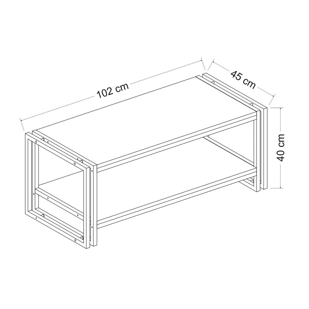 COUCHTISCH Græsted-Gilleleje 102/45/40 - Eichefarben, Metall (45/102/40cm) - [en.casa]