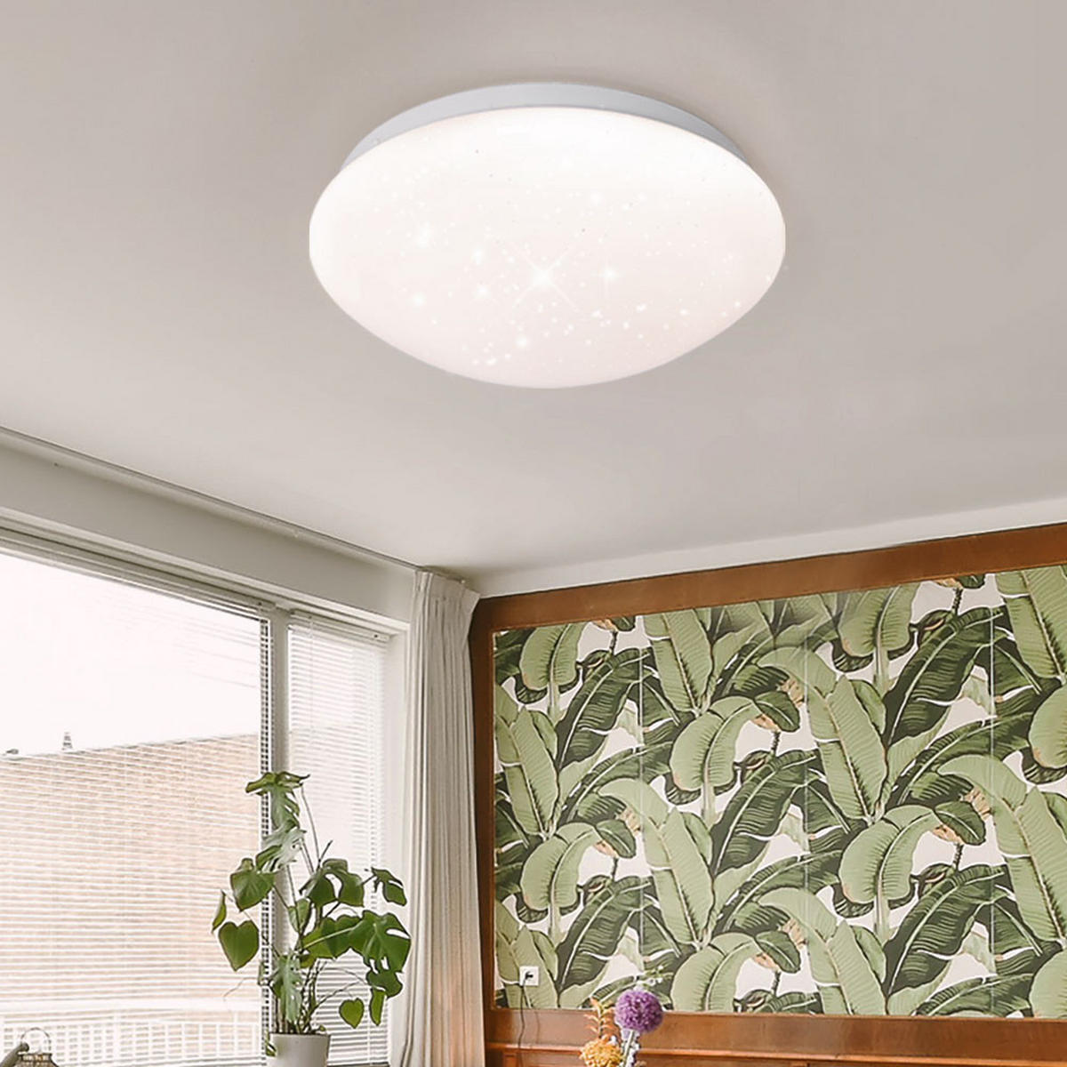 LED DECKENLEUCHTE Weiß Sternen-Effekt - Weiß, Metall (26/9.2/9.2cm)