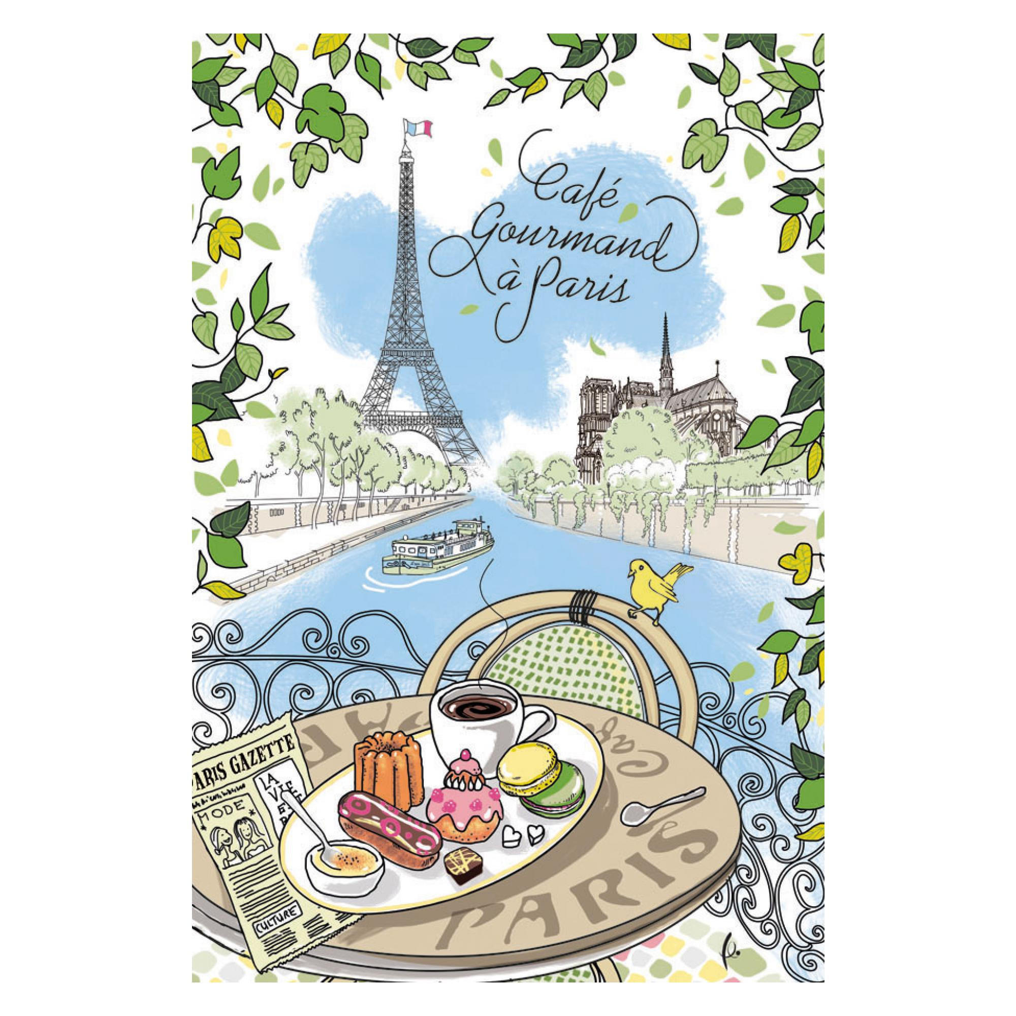 GESCHIRRTUCH Paris Café gourmand weiß 48 x 72 cm - Weiß, Textil (72/48cm) - Winkler