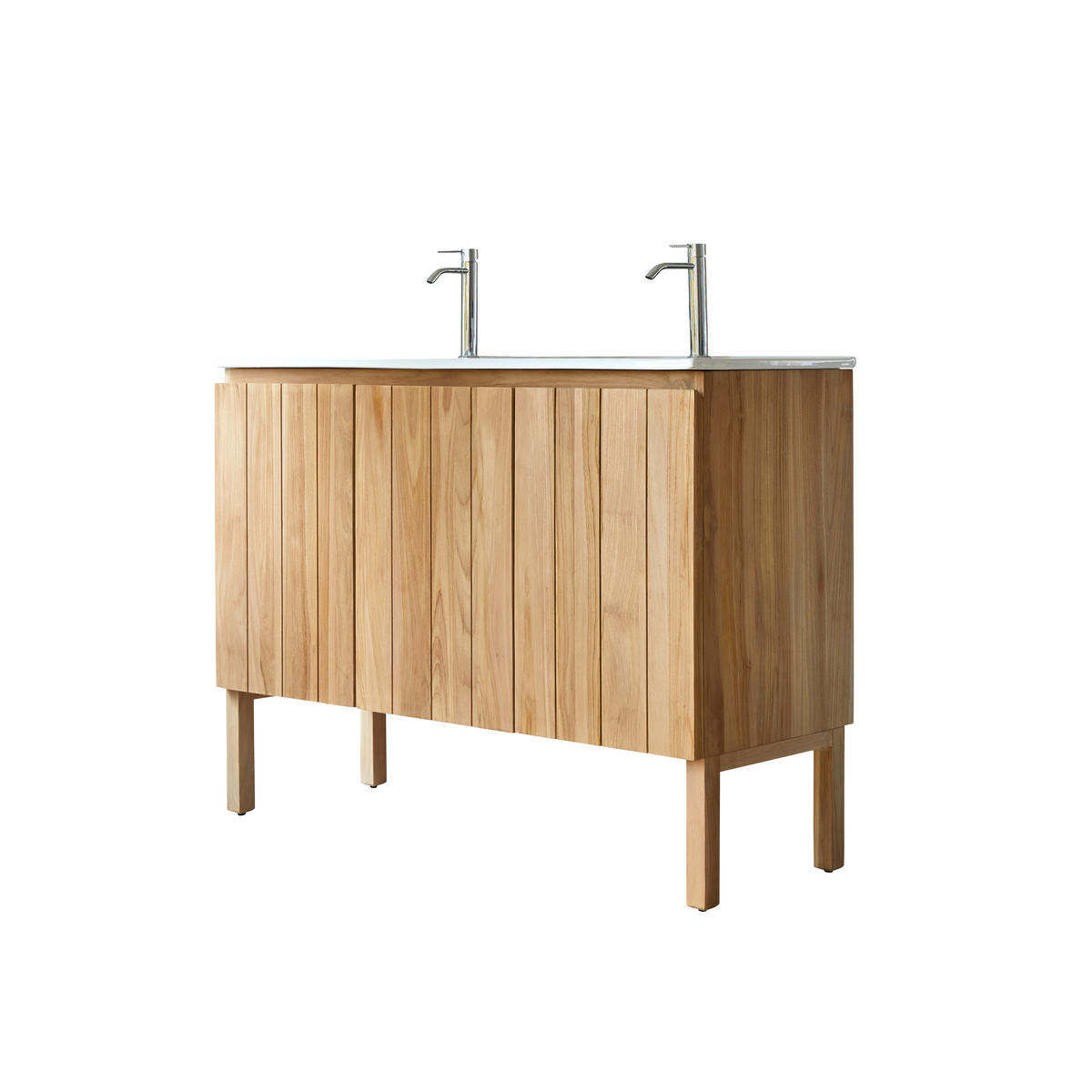 BADEZIMMERMÖBEL Jill Natur aus Teak - Naturfarben, Holz (121/90/46cm) - Tikamoon