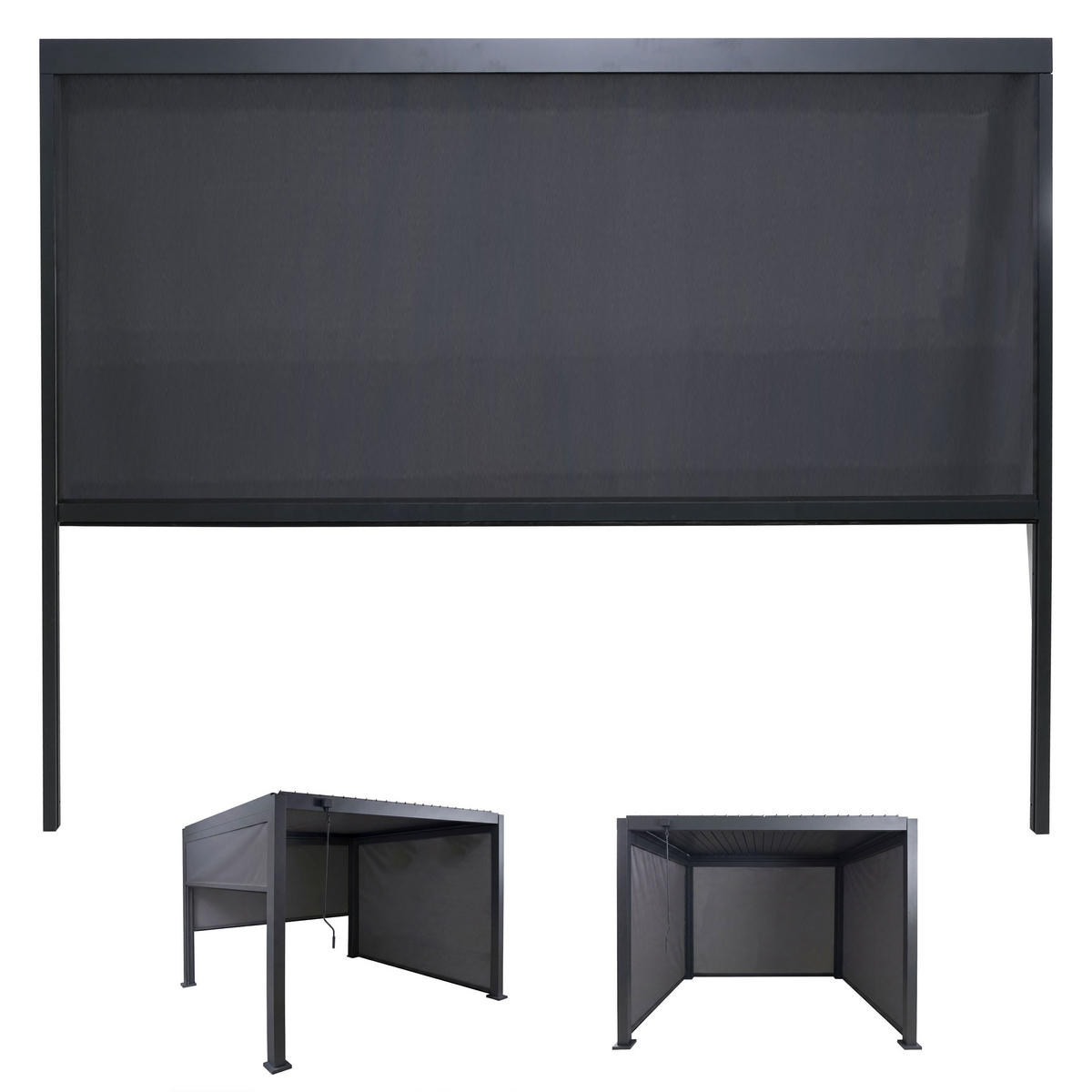 SEITENWAND FÜR PERGOLA Anthrazit - Anthrazit, Textil (275/217/10cm) - MCW
