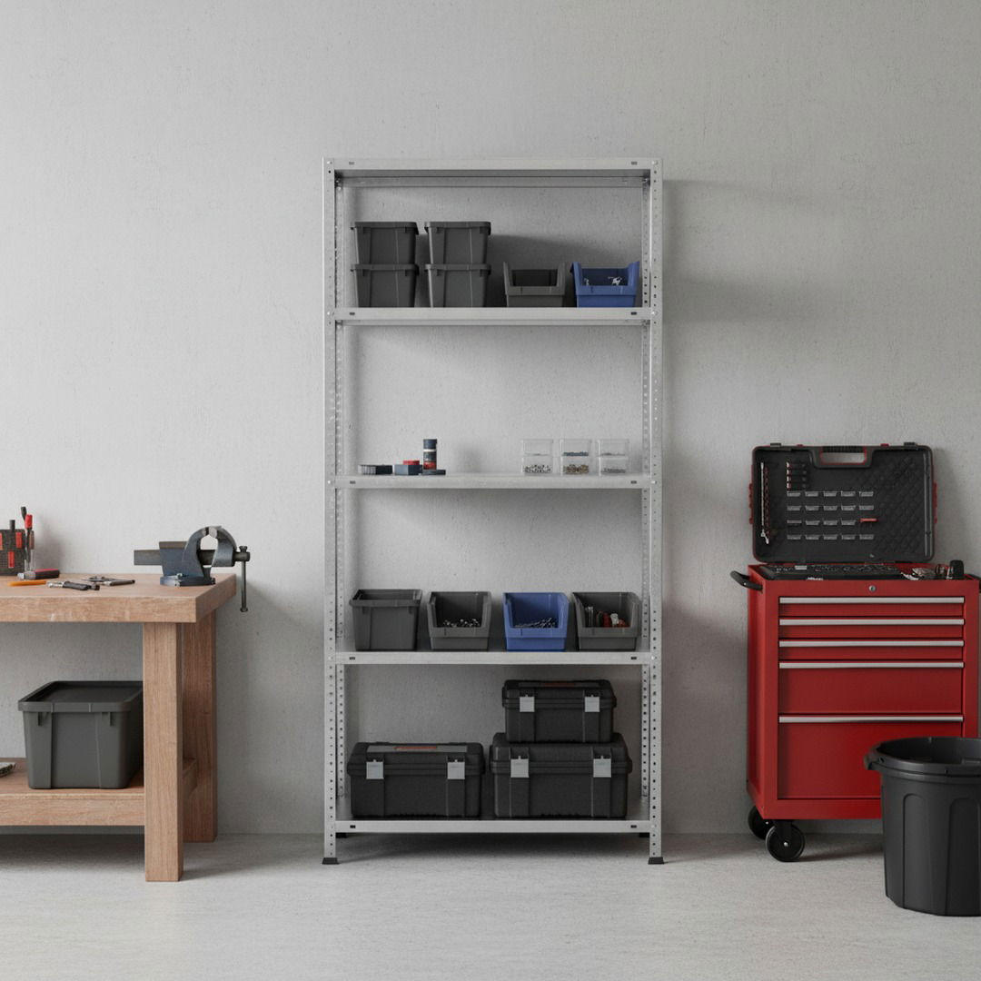 SCHRAUBREGAL PANDA TALL | HxBxT 200x110x50cm | 5 Fachböden | Fachlast 90kg | Grau - Grau, Metall (110/200/50cm) - PROREGAL