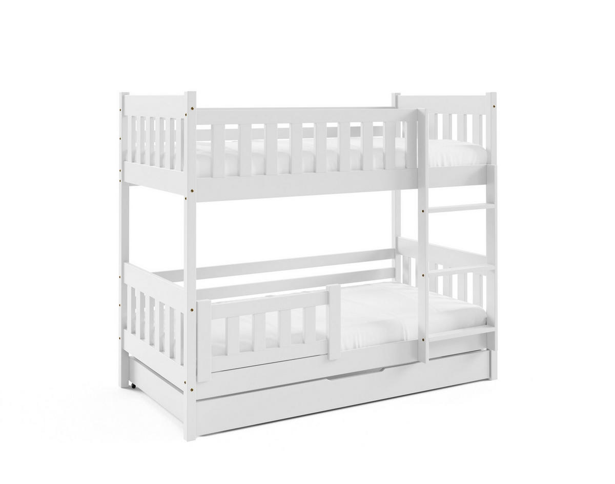 ETAGENBETT LUCIA mit Bettkasten 80x190 cm Weiß - Weiß, Holz (80/190cm) - MASSENO