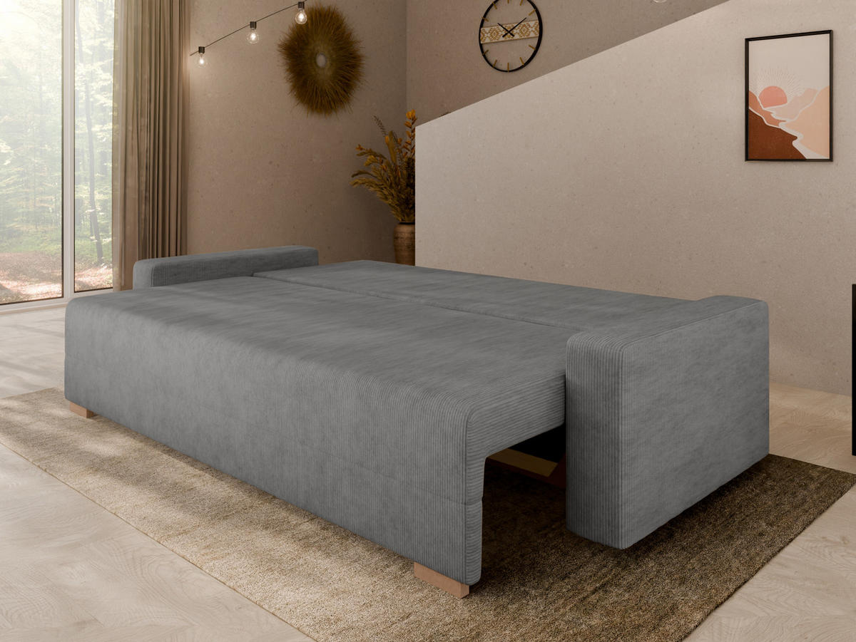 SCHLAFSOFA Celeste 3-Sitzer 3 kissen gratis, Anthrazit - Anthrazit, Holz (225/80/94cm) - Panda Möbel