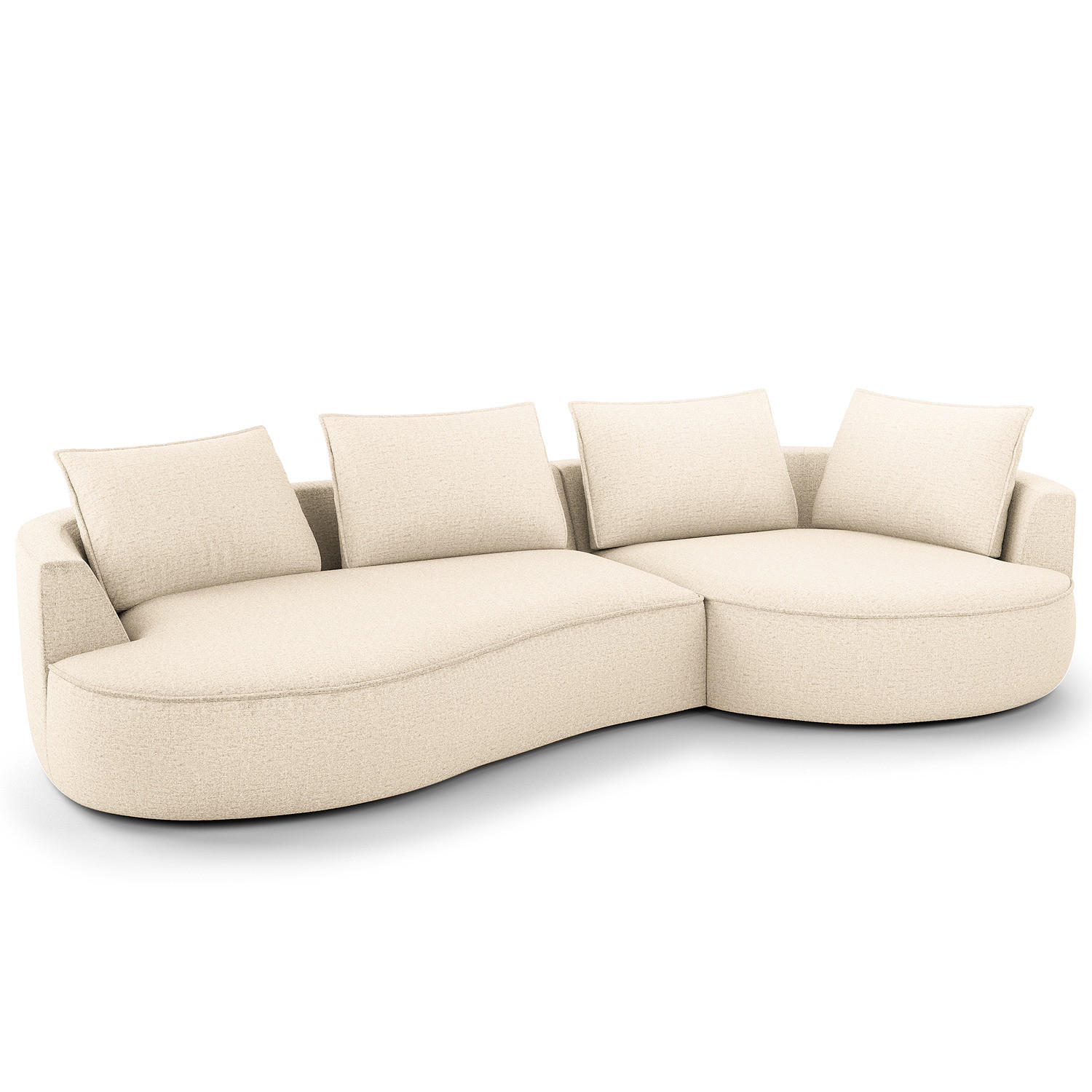 BIGSOFA - Champagner/Schwarz, Kunststoff/Textil (322/82/154cm) - home24