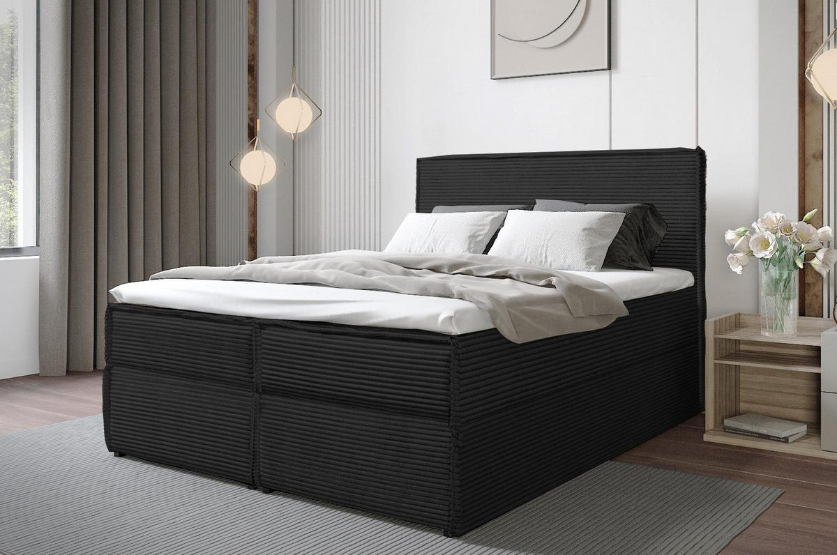 BOXBETT Tilia II Schwarz 160x200 cm - Schwarz, Textil (160/200cm) - B&B Home