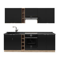 KUCHYŇSKÁ LINKA Fame-Line, černé pruhy/dub Goldkraft, 235 cm, AP antracit - medově dubová/černá, kompozitní dřevo (235/81.6/60cm) - Vicco