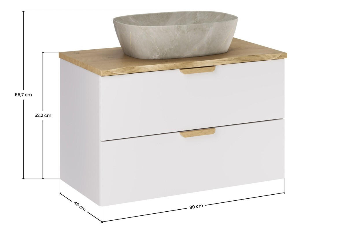WASCHTISCHKOMBI 80 cm 3 Teile - Aster White A BM422 in Weiß/Matt - Weiß, Holz (80/50/46.5cm)