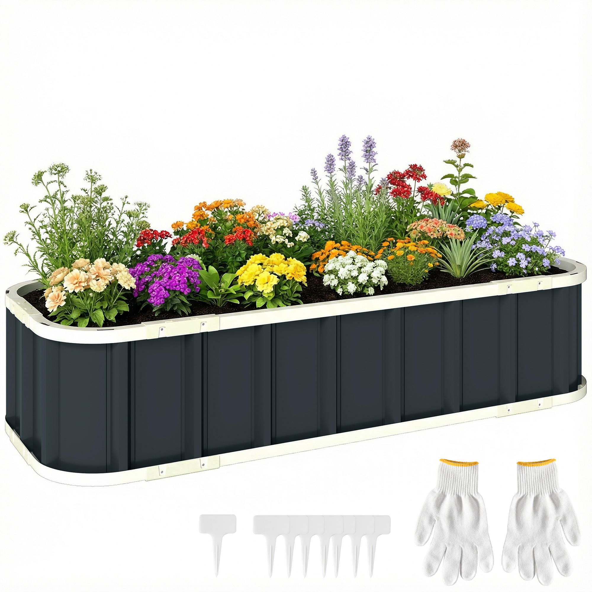 HOCHBEET DE-05413 Mit Klickverschlüssen, gefaltete Kante Dunkelgrau - Dunkelgrau, Metall (136/31/52cm) - ComfortXL