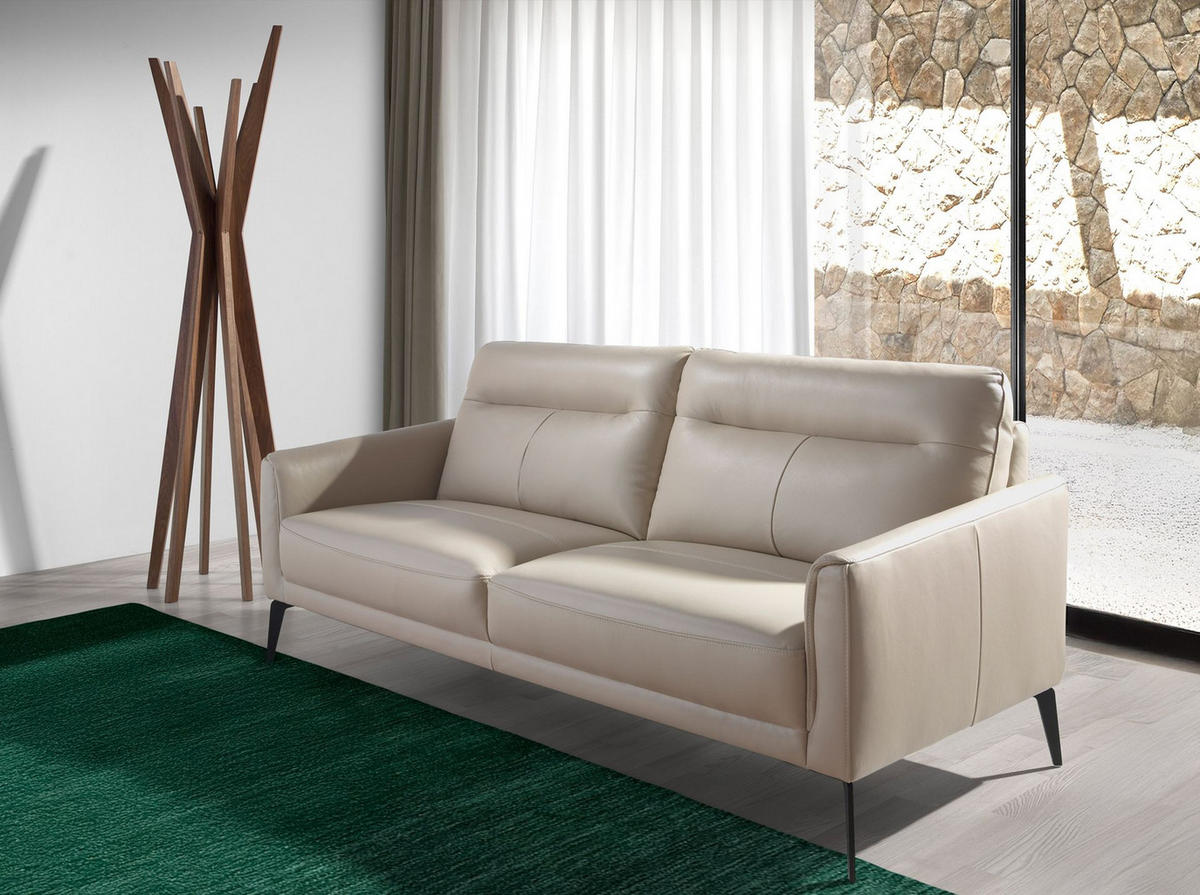 SOFA 3-Sitzer Sofa aus Leder taupe grau 192/88/87 cm - Dunkelgrau/Schwarz, Leder (192/87/88cm) - ANGEL CERDA