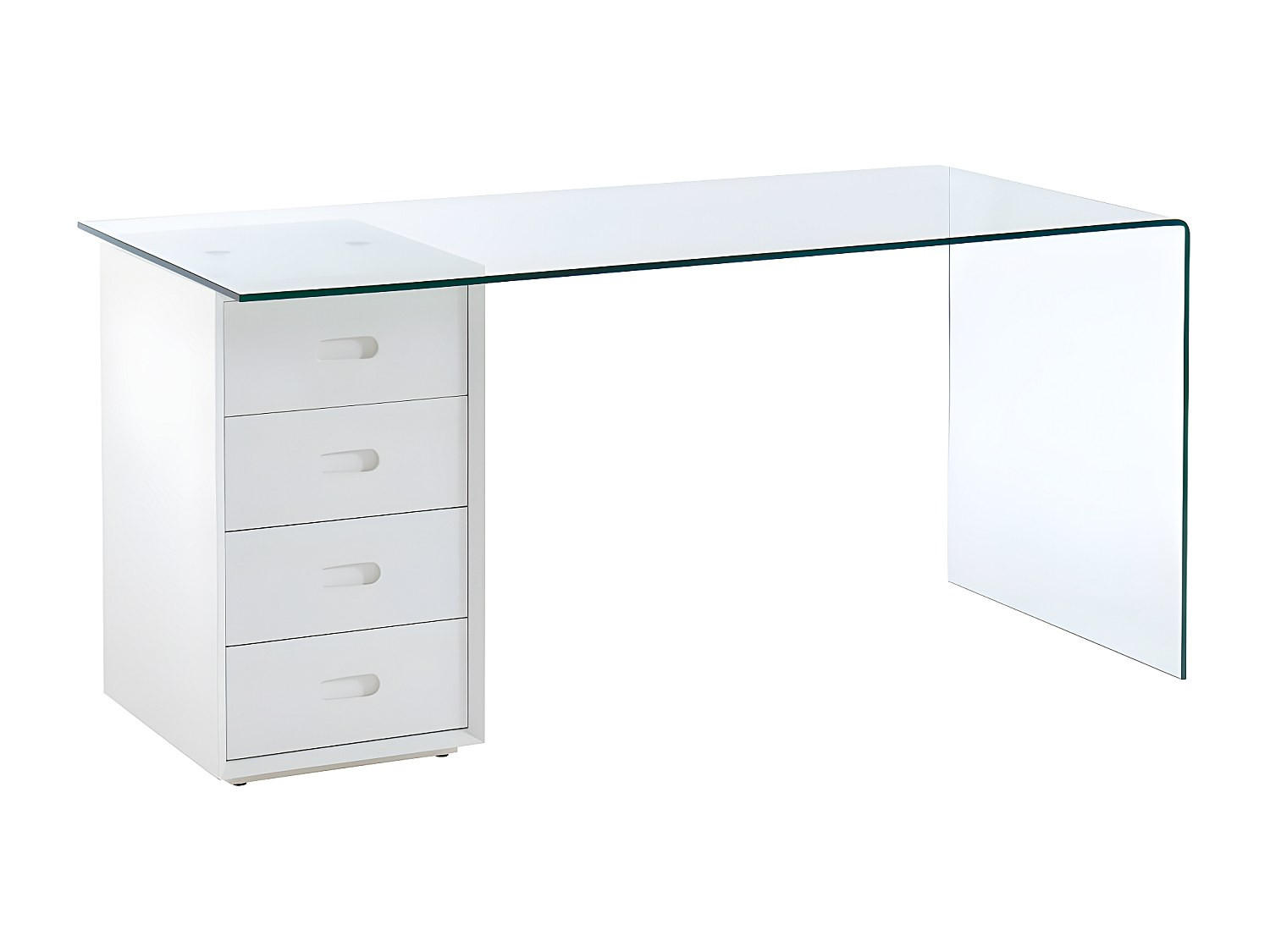SCHREIBTISCH mit 4 Schubladen - Sicherheitsglas & MDF - MURIEL - Transparent, Glas (160/70/75cm) - Vente-Unique