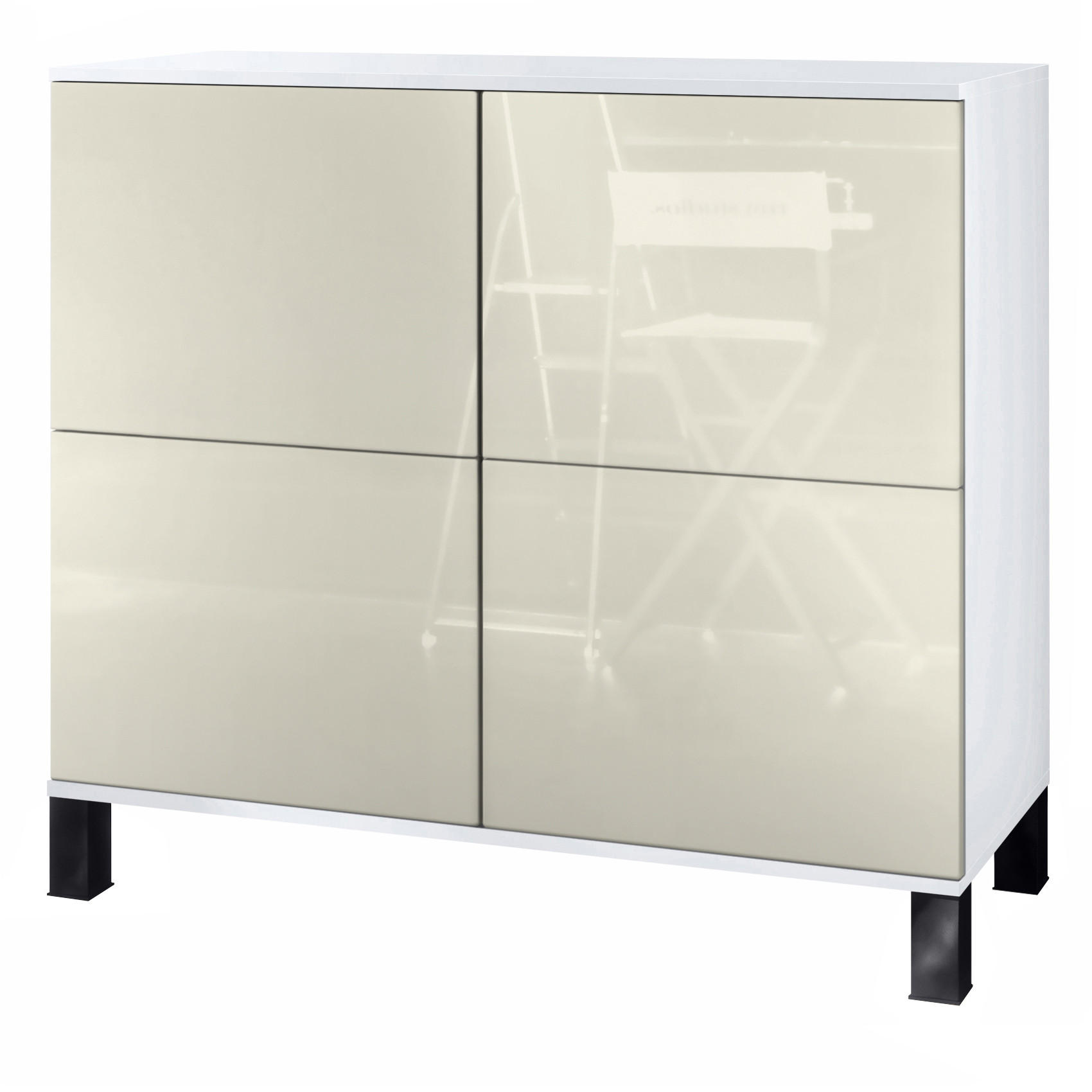 KOMMODE Rova Creme Hochglanz - Creme, Holzwerkstoff (92.5/84.5/35cm) - Vladon