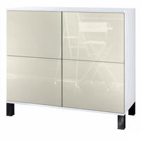 KOMMODE Rova Creme Hochglanz - Creme, Holzwerkstoff (92.5/84.5/35cm) - Vladon