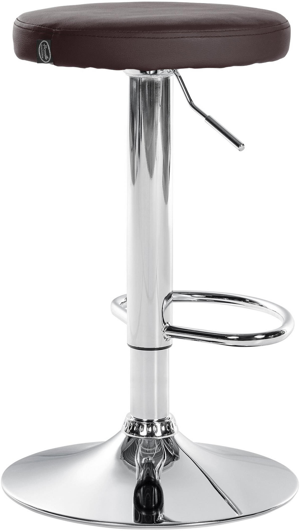 BARHOCKER Pontius Kunstleder chrom braun - Chromfarben/Braun, Kunststoff/Metall (38.5/81/38.5cm) - TPFLiving