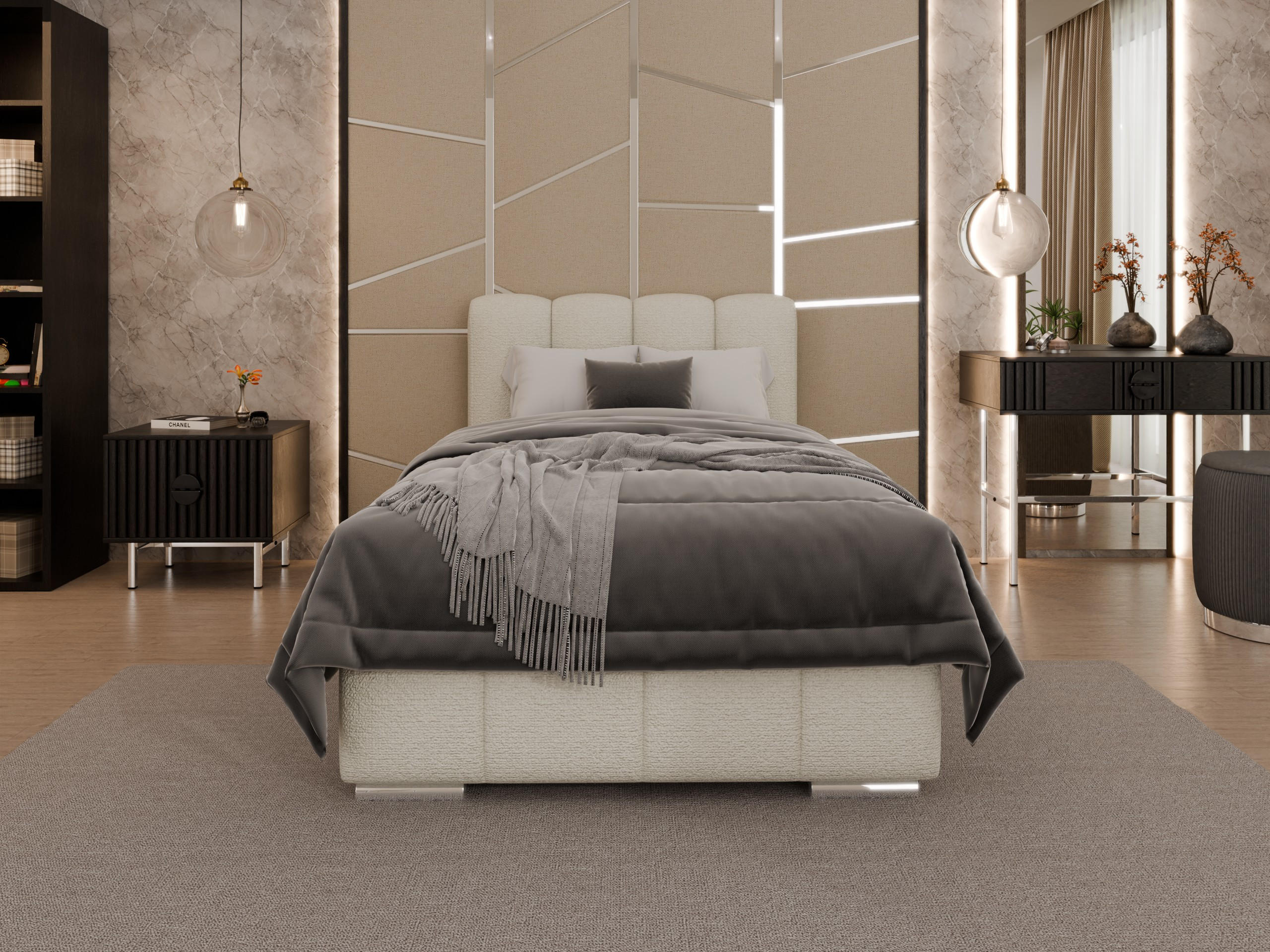 POLSTERBETT Zaira 100x200cm – Elegantes Polsterbett für modernen Wohnstil , ohne matratze, creme - Creme, Holz (100/200cm) - Panda Möbel