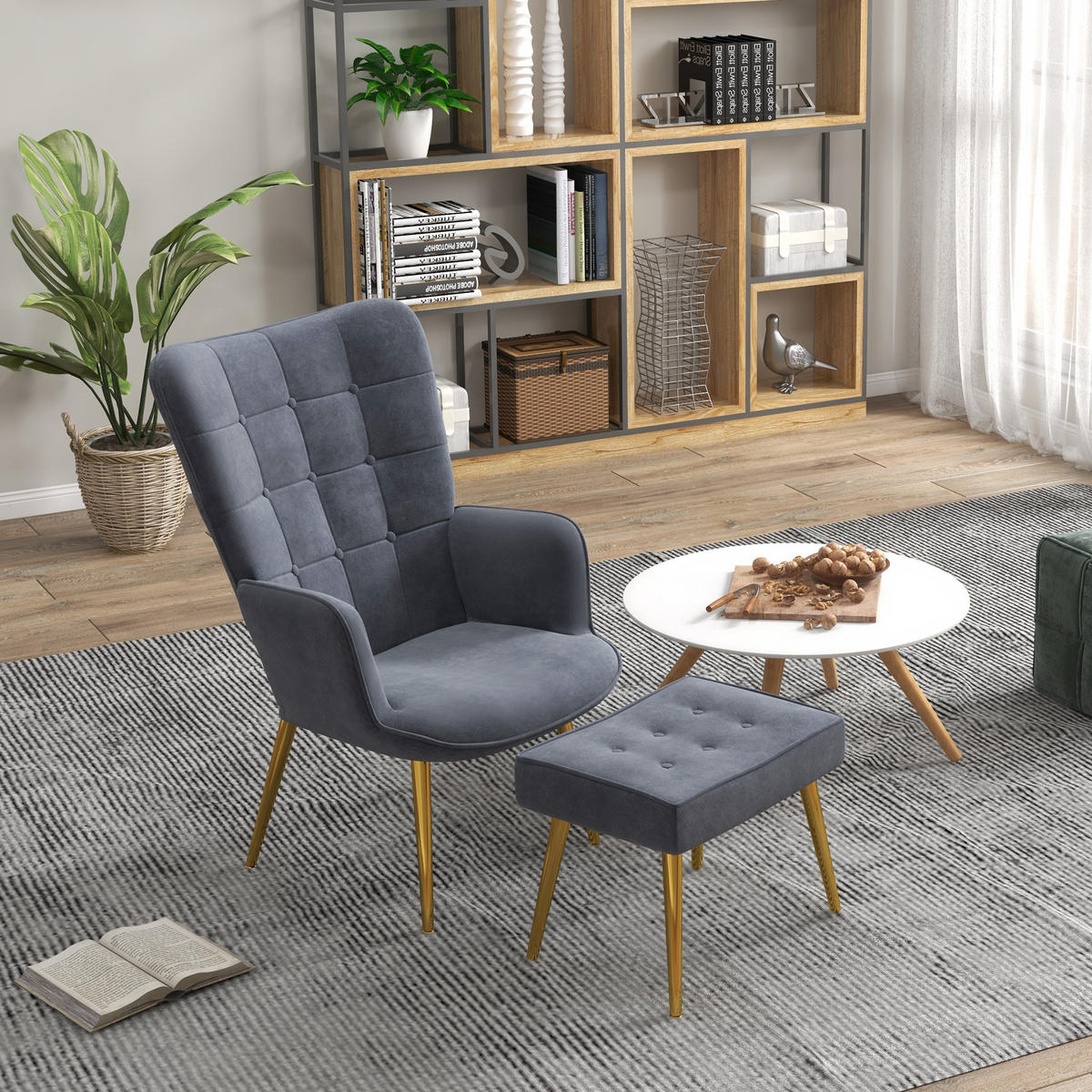 SESSEL mit Fusstütze DE-17428 Dunkelgrau - Dunkelgrau, Metall (71/99/77cm) - ComfortXL