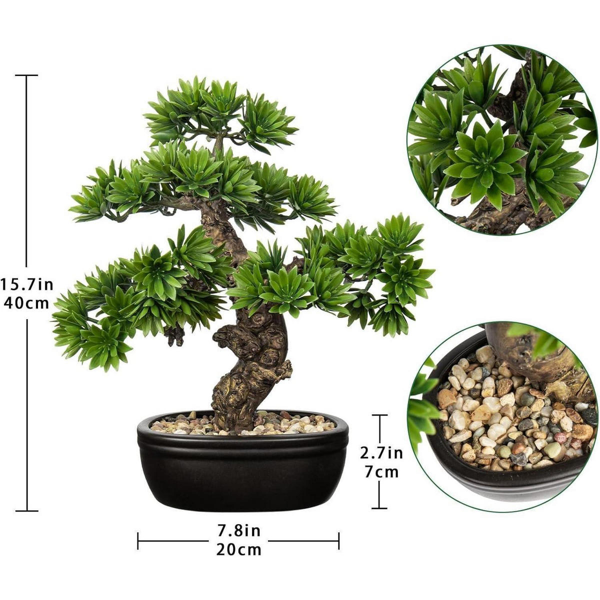 KUNSTBONSAI 40cm mit Topf - Grün, Kunststoff (40cm)
