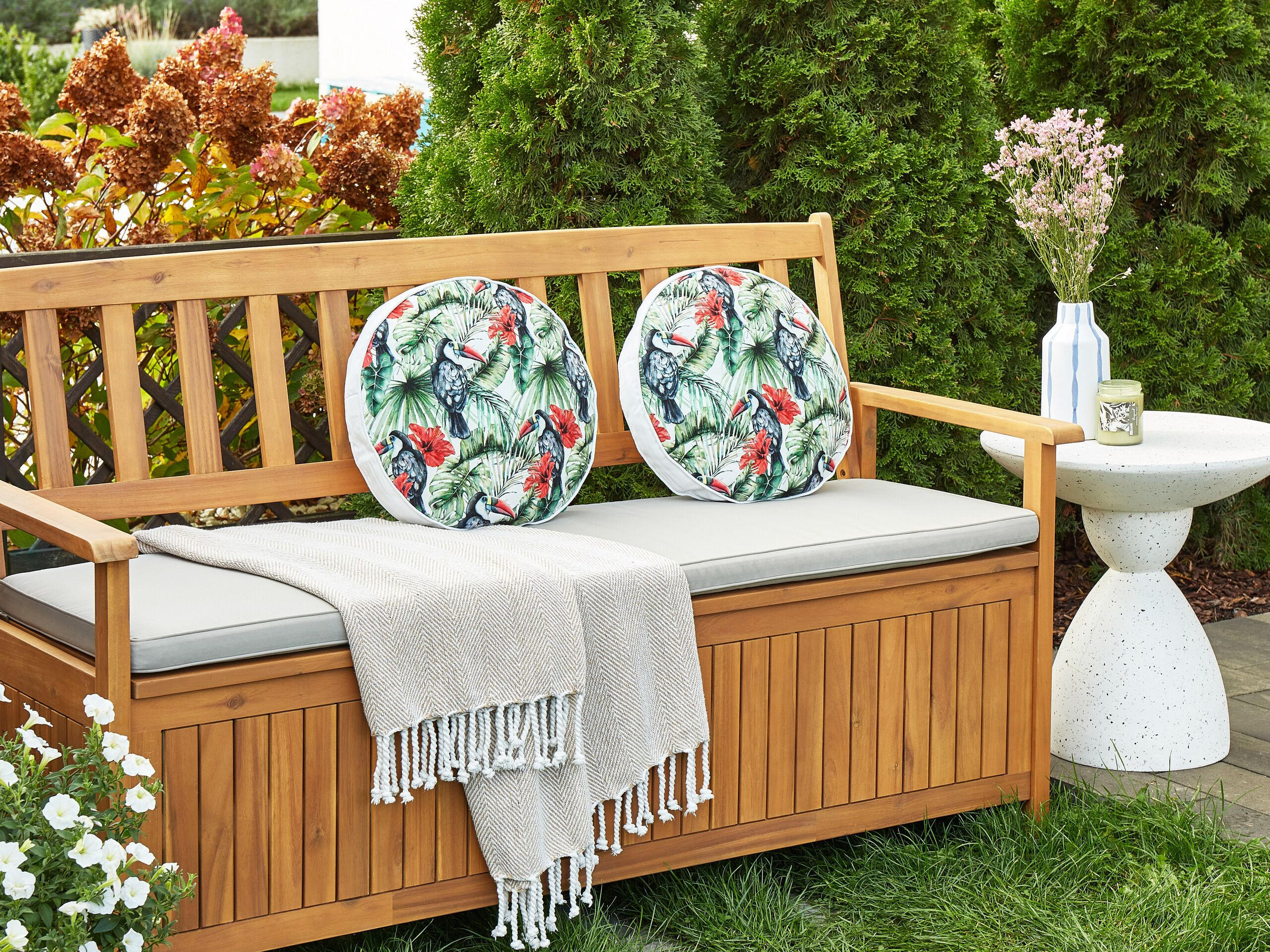 GARTENKISSEN 2er-Set Vogelmotiv mehrfrbig 40 cm Mallare - Multicolor, Textil (40/40cm) - Beliani